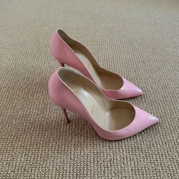 Christian Louboutin Patent Pink Stiletto Pumps - Picture 5 of 11